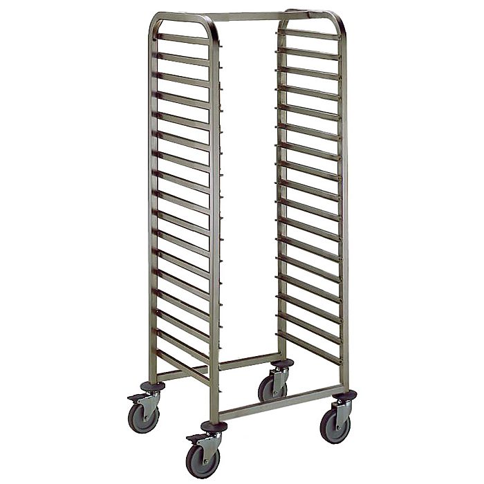 Carrelli di servizioCarrello con guide per 17 bacinelle da 530x400mm