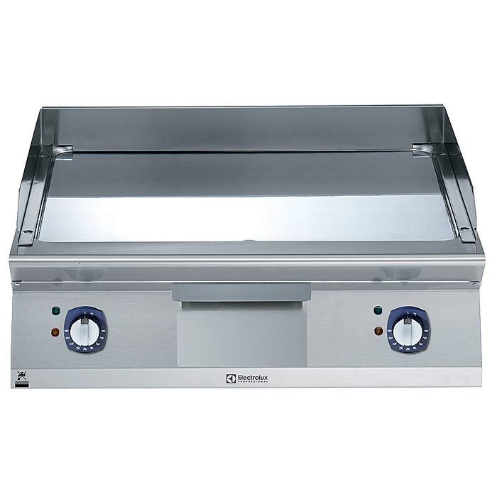 Gamma cottura modulareFry top elettrico con piastra liscia e inclinata, in acciaio al cromo lucidato, modulo intero