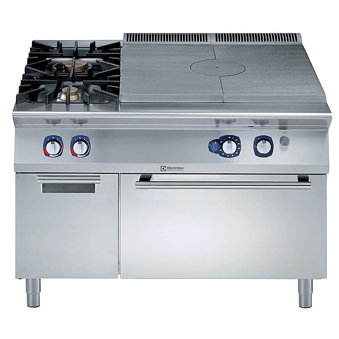Gamma cottura modulare900XP Tuttapiastra a gas su forno a gas e 2 fuochi su armadio