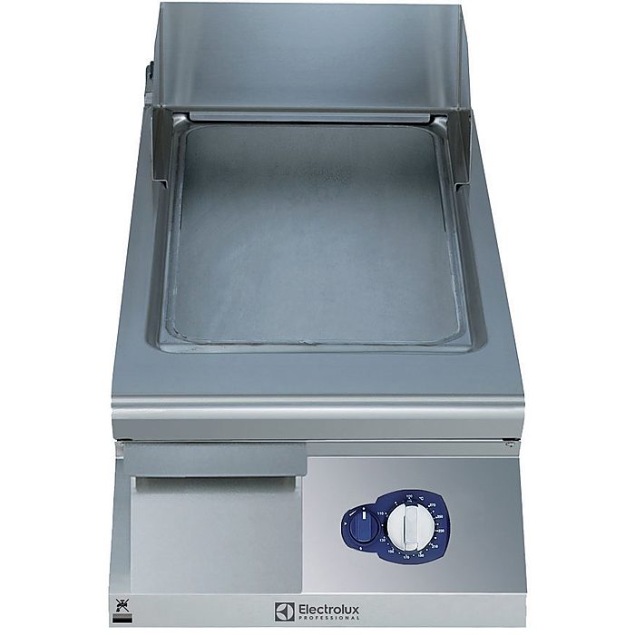 Gamma cottura modulareFry top a gas con piastra liscia e orizzontale, in acciaio al cromo spazzolato, 1/2 modulo