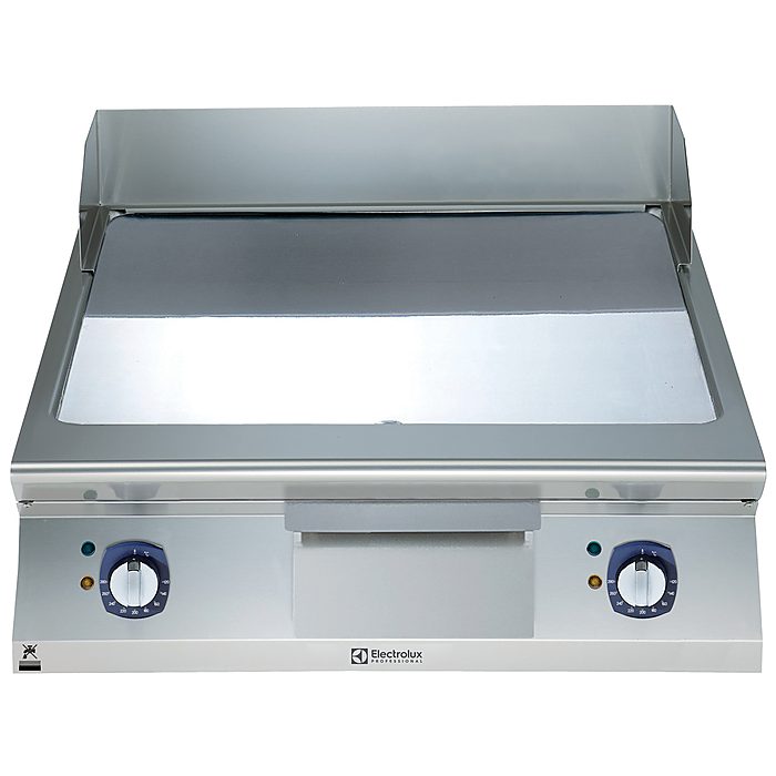 Gamma cottura modulareFry top elettrico con piastra liscia e inclinata, in acciaio al cromo lucidato, modulo intero