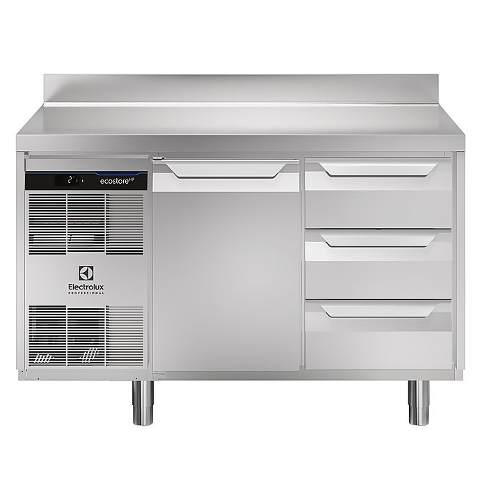 ecostore HP PremiumTavolo refrigerato 290lt,1 porta, 3x⅓ cassetti, -2+10°C, alzatina