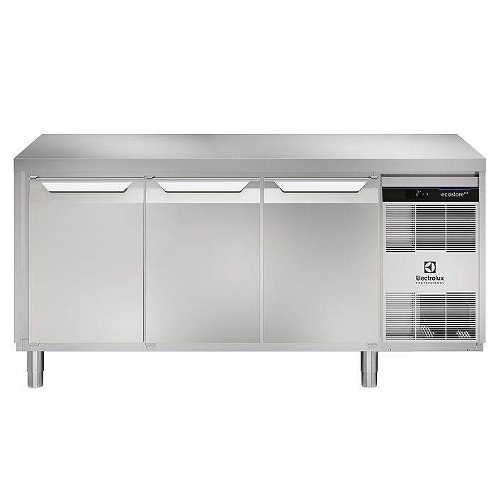ecostore HP PremiumTavolo refrigerato 440lt, 3 porte, -2+10°C,  unità refrigerante a dx
