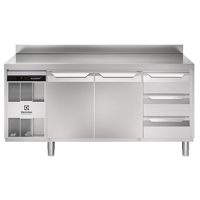 ecostore HP PremiumTavolo refrigerato 440lt, 2 porte, 3x⅓ cassetti, -2+10°C, alzatina