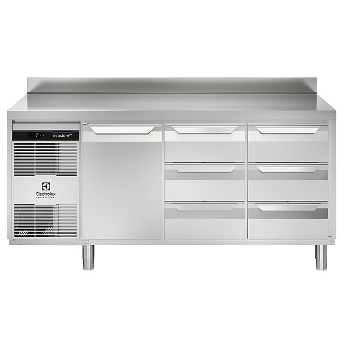 ecostore HP PremiumTavolo refrigerato 440lt, 1 porta, 6x⅓ cassetti, -2+10°C, alzatina