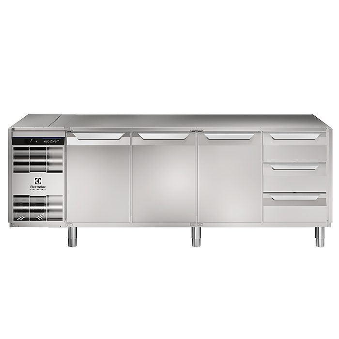 ecostore HP PremiumTavolo refrigerato 590lt, 3 porte e 3x⅓ cassetti, -2+10°C, no top
