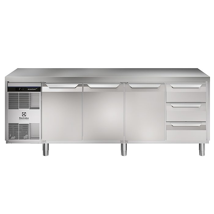 ecostore HP PremiumTavolo refrigerato 590lt, 3 porte e 3x⅓ cassetti, -2+10°C