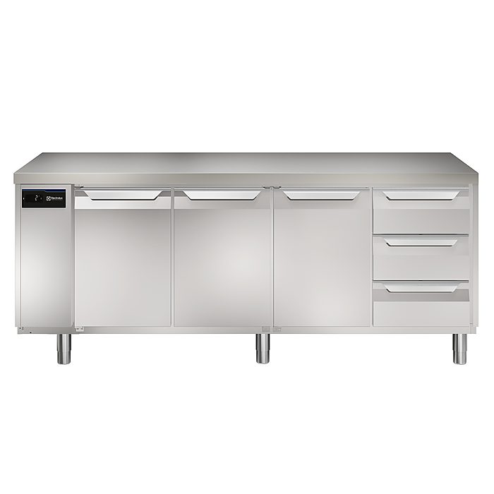 ecostore HP PremiumTavolo refrigerato 590lt, 3 porte e 3x⅓ cassetti, -2+10°C, remoto