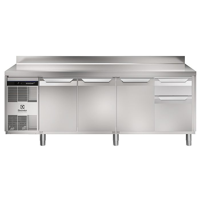 ecostore HP PremiumTavolo refrigerato 590lt, 3 porte, 1/3 e 2/3 cassetti, -2+10°C, alzatina