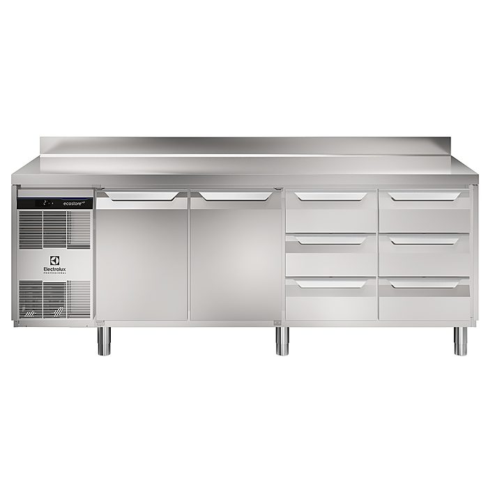 ecostore HP PremiumTavolo refrigerato 590lt, 2 porte e 6x⅓ cassetti, -2+10°C, alzatina