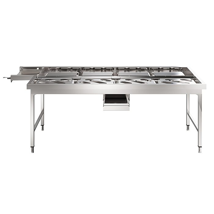 Movimentazione StoviglieTavolo impilabile automatico, azionato da lavastoviglie, per 4 cesti, carico da dx a sx,  2430 mm